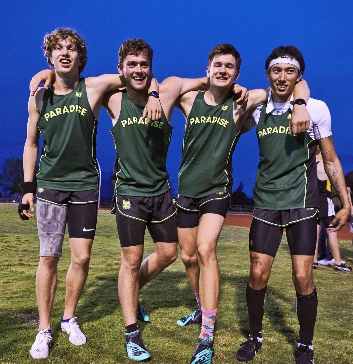 The 4x400 relay team of (from near right) Price, McKay, Roehling and Weldon overcame tremendous adversity to set a section record. 